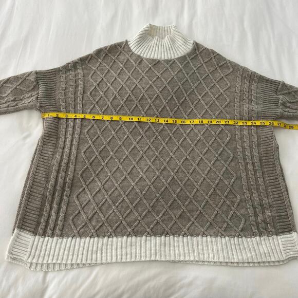 Mersea The Lisbon Traveler Mock Neck Side Slit Sweater in Driftwood and Seasalt - Picture 8 of 12